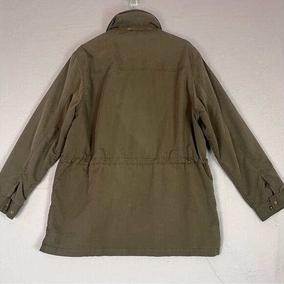 Eddie Bauer Chore Coat Mens Large Army Green Gorpcore Hooded Utility Barn Jacket - Picture 5 of 12